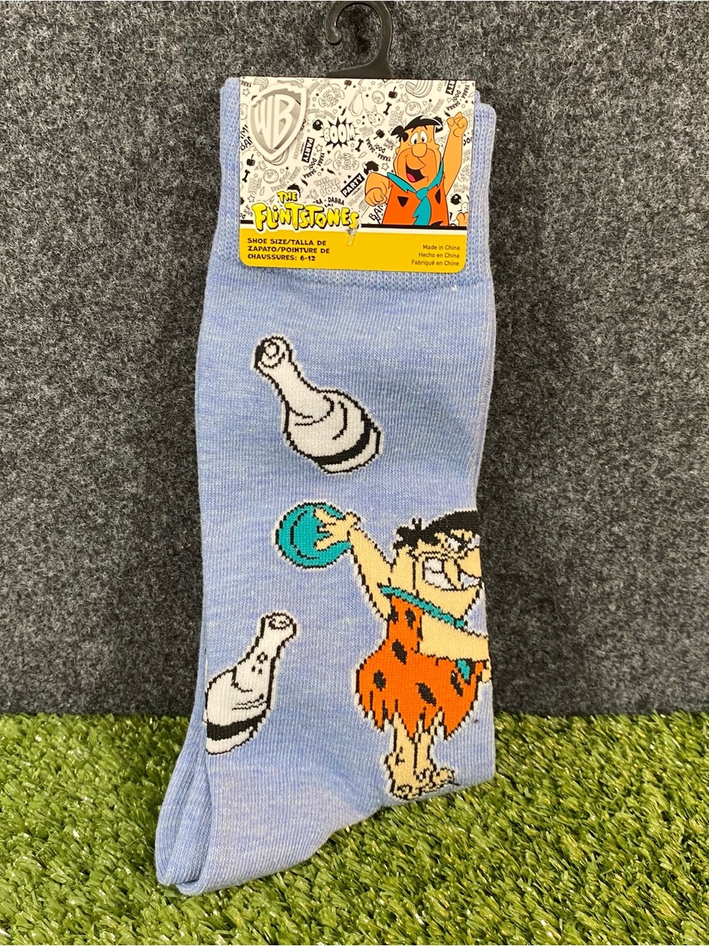 The Flintstones Men’s Light Blue Fred Bowling Novelty Socks